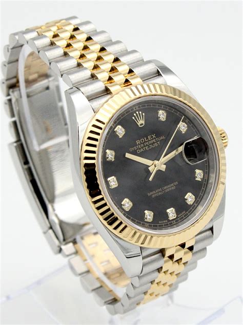 rolex two tone black dial womens